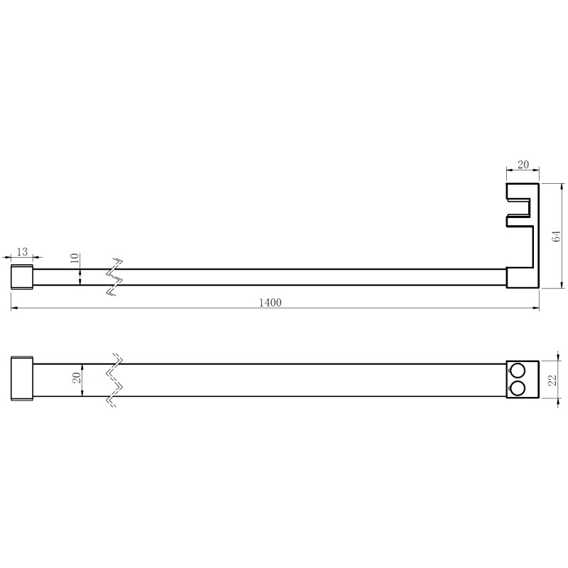 Mexen Uni-R towel rail for shower screen, rose gold - 800-06-60