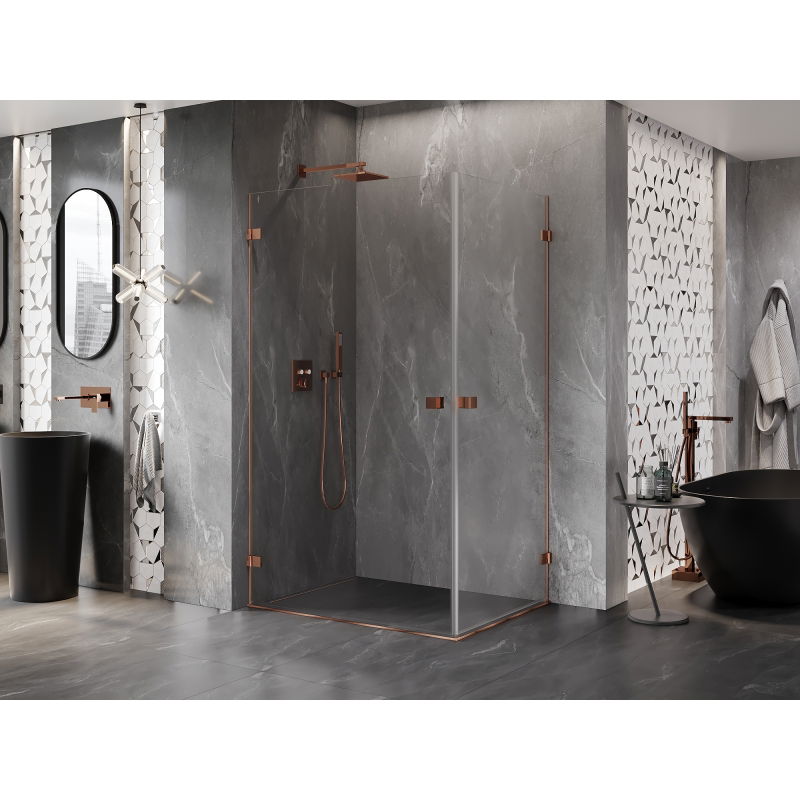 Mexen Lunar-B Duo shower enclosure hinged 100 x 95 cm, transparent, rose gold - 832-100L-095P-60-00