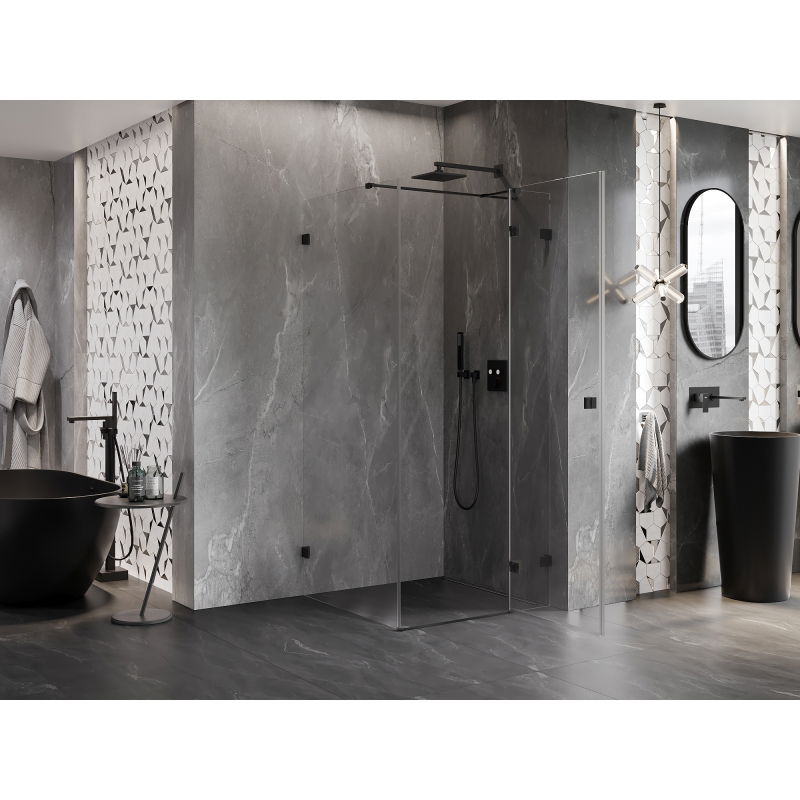 Mexen Lunar T right-opening shower cabin 110 x 110 cm, transparent, black - 834T-110-110-70-00-P