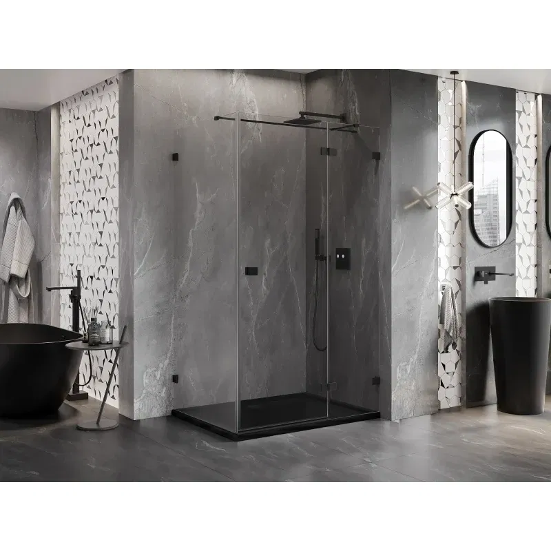 Mexen Lunar T right folding shower cabin 130 x 120 cm, transparent, black - 834T-130-120-70-00-P