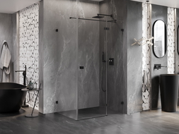 Mexen Lunar T Right-Swing Shower Enclosure 140 x 120 cm, Transparent, Black - 834T-140-120-70-00-P