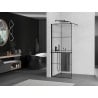 Mexen Kioto+ shower wall with shelf Walk-in 80 x 200 cm, black square pattern, black - 800-080-121-70-77