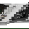 Mexen Kioto+ shower screen with a shelf and rail 90 x 200 cm, Transparent/Black pattern 8 mm, Black - 800-090-121-70-77