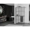 Mexen Kioto+ shower wall with shelf Walk-in 100 x 200 cm, black grid, black - 800-100-121-70-77