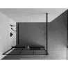 Mexen Kioto+ shower wall with shelf Walk-in 100 x 200 cm, black grid, black - 800-100-121-70-77