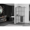 Mexen Kioto+ shower wall with shelf Walk-in 120 x 200 cm, black grid, black - 800-120-121-70-77