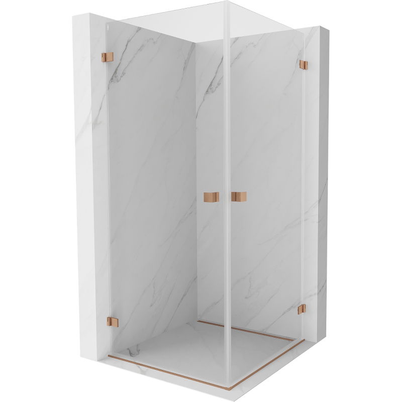 Mexen Lunar-B Duo Hinged Shower Enclosure 75 x 75 cm, Transparent, Brushed Copper - 832-075L-075P-65-00