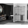 Mexen Kioto+ Walk-in shower wall with shelf 110 x 200 cm, black pattern, black - 800-110-121-70-78