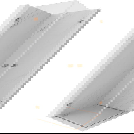 Mexen Lunar-B Duo hinged shower enclosure 90 x 90 cm, transparent, brushed copper - 832-090L-090P-65-00