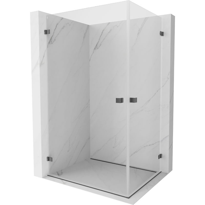 Mexen Lunar-B Duo hinged shower cabin 90 x 75 cm, transparent, brushed gun gray - 832-090L-075P-66-00