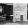 Mexen Kioto+ shower wall with shelf Walk-in 110 x 200 cm, white pattern, black - 800-110-121-70-85