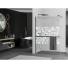 Mexen Kioto+ shower wall with shelf Walk-in 120 x 200 cm, white pattern, black - 800-120-121-70-85