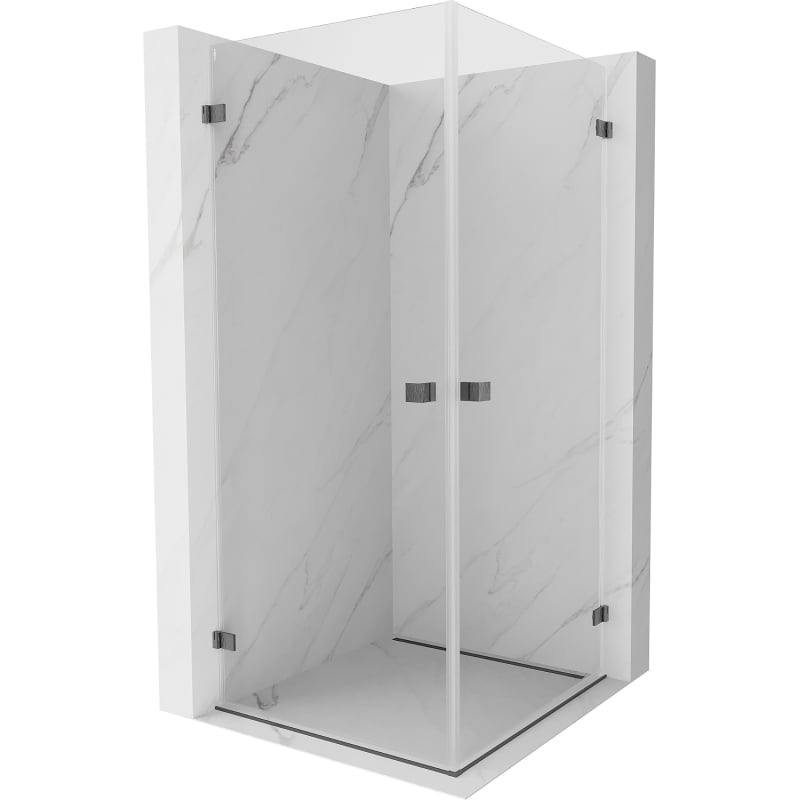 Mexen Lunar-B Duo shower cabin hinged 90 x 90 cm, transparent, brushed gun gray - 832-090L-090P-66-00