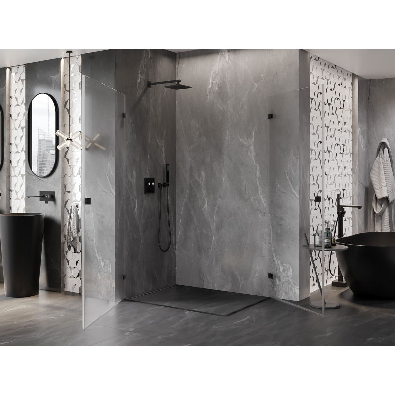 Mexen Lunar-B Duo Hinged Shower Cabin 95 x 80 cm, Transparent, Black - 832-095L-080P-70-00