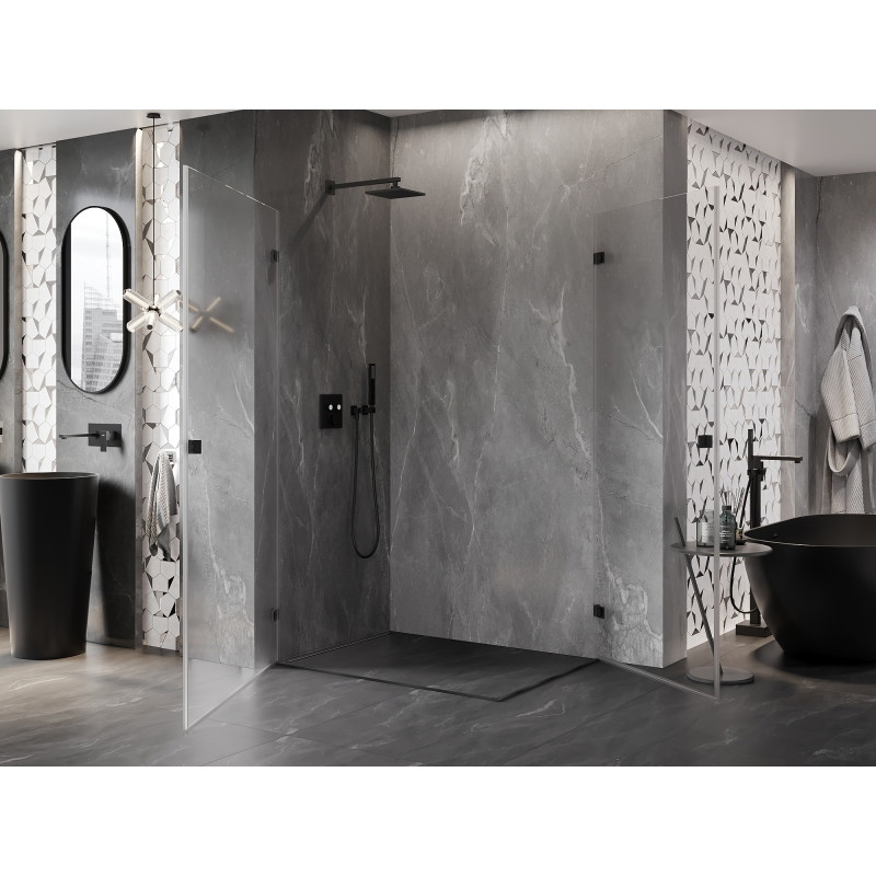 Mexen Lunar-B Duo 100 x 80 cm Swing Shower Enclosure, Transparent, Black - 832-100L-080P-70-00