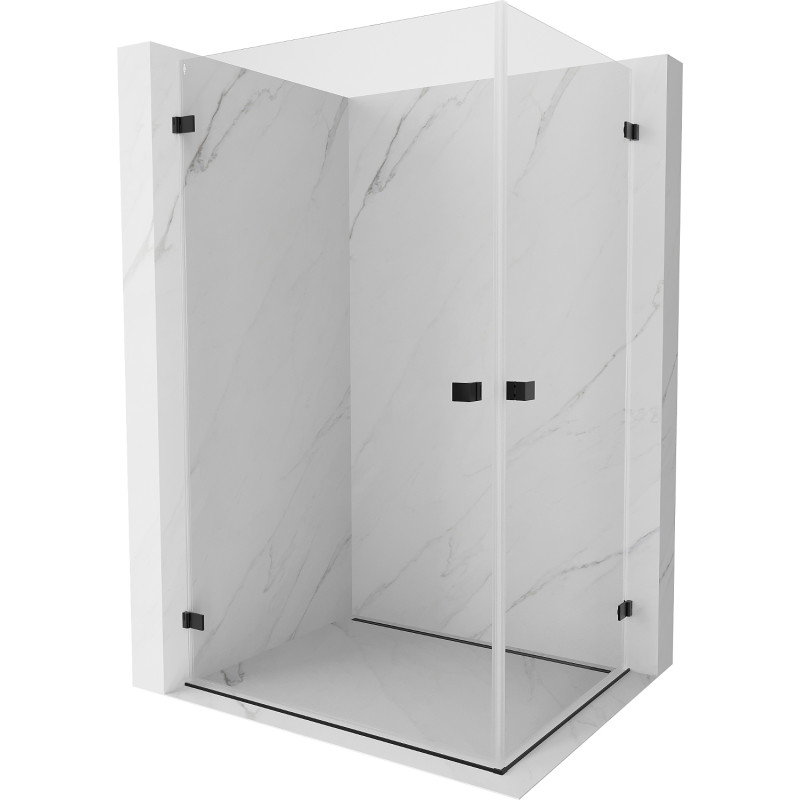 Mexen Lunar-B Duo 100 x 80 cm Swing Shower Enclosure, Transparent, Black - 832-100L-080P-70-00