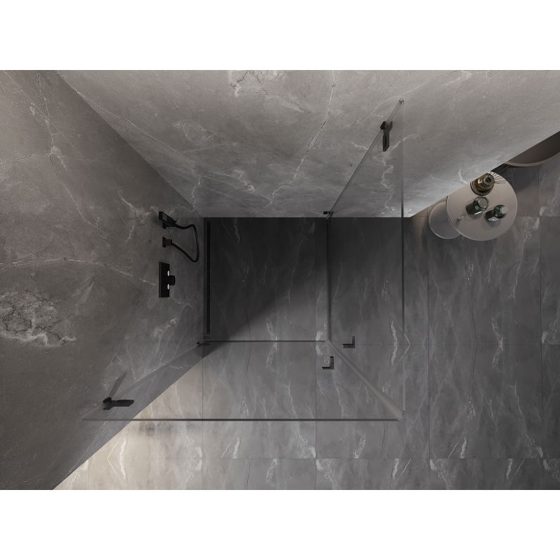 Mexen Lunar-B Duo 85 x 85 cm Hinged Shower Enclosure, Transparent, Black - 832-085L-085P-70-00