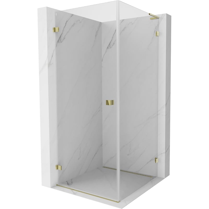 Mexen Lunar-B L hinged shower cabin left 90 x 90 cm, transparent, gold - 832L-090-090-50-00-L