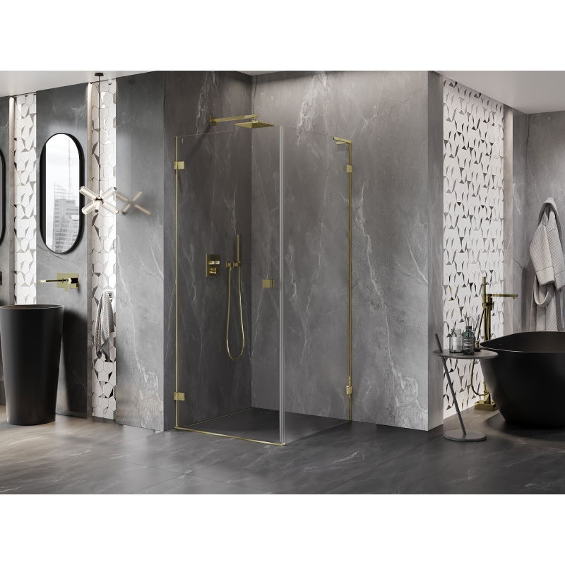 Mexen Lunar-B L Left-Hand Hinged Shower Enclosure 100 x 100 cm, Transparent, Gold - 832L-100-100-50-00-L