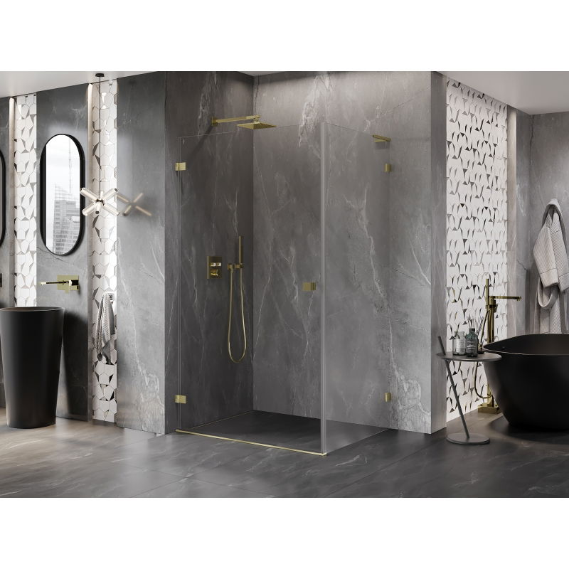 Mexen Lunar-B L left swing shower cabin 75 x 70 cm, transparent, brushed gold - 832L-075-070-55-00-L