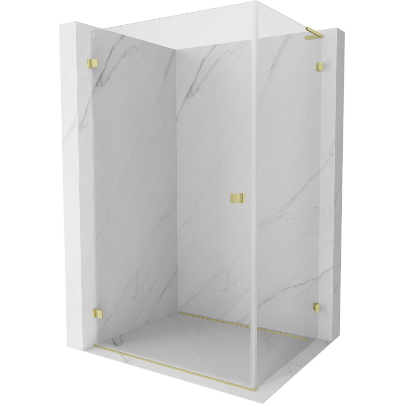 Mexen Lunar-B L Left Swing Shower Enclosure 85 x 80 cm, Transparent, Brushed Gold - 832L-085-080-55-00-L