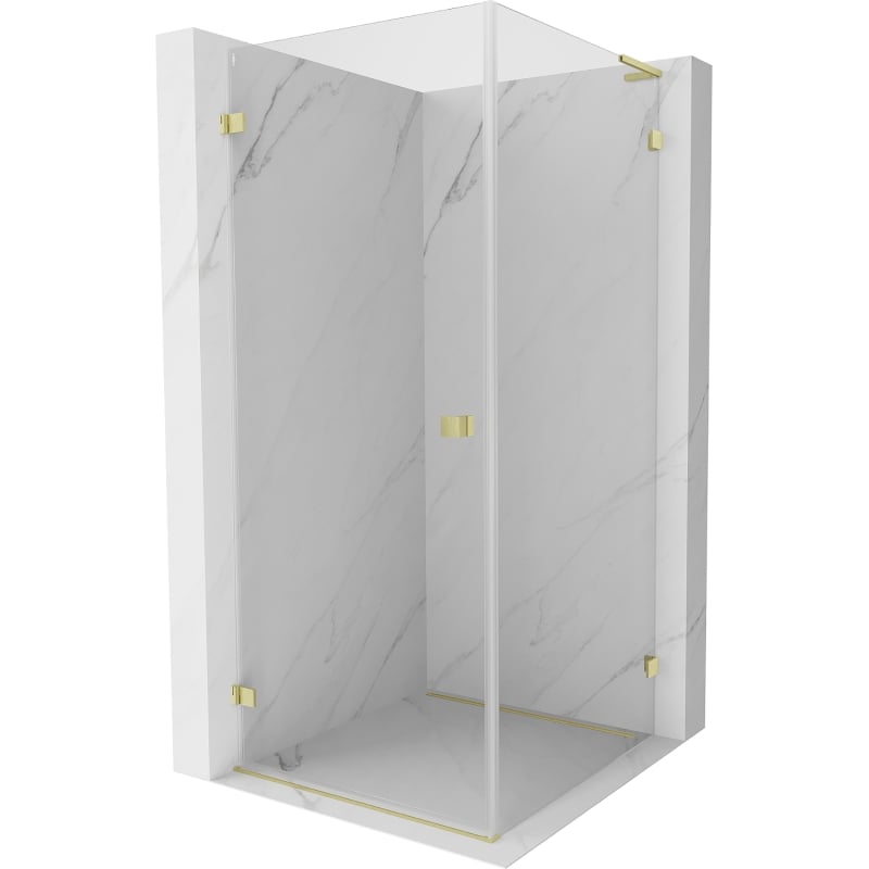 Mexen Lunar-B L Left Hinged Shower Enclosure 90 x 90 cm, Transparent, Brushed Gold - 832L-090-090-55-00-L