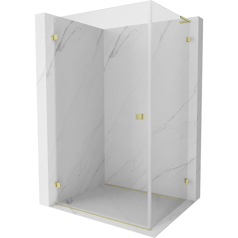 Mexen Lunar-B L Hinged Shower Enclosure Left 95 x 90 cm, Transparent, Brushed Gold - 832L-095-090-55-00-L