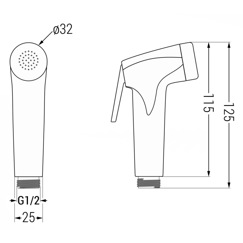 Mexen R-76 bidet handle, brushed gun gray - 79576-66