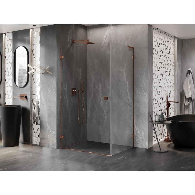 Mexen Lunar-B L left hinged shower enclosure 80 x 70 cm, transparent, rose gold - 832L-080-070-60-00-L