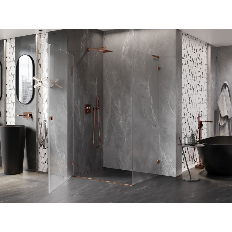 Mexen Lunar-B L left hinged shower enclosure 100 x 70 cm, transparent, rose gold - 832L-100-070-60-00-L