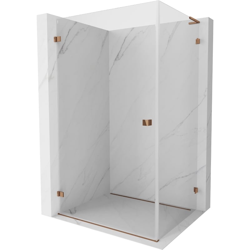 Mexen Lunar-B L Left Swing Shower Enclosure 85 x 80 cm, Transparent, Rose Gold - 832L-085-080-60-00-L