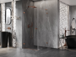 Mexen Lunar-B L shower enclosure hinged left 100 x 100 cm, transparent, rose gold - 832L-100-100-60-00-L