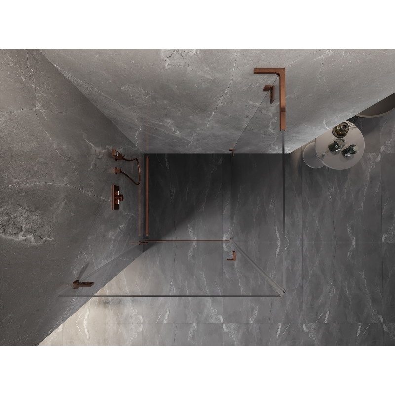 Mexen Lunar-B L shower enclosure hinged left 100 x 100 cm, transparent, rose gold - 832L-100-100-60-00-L