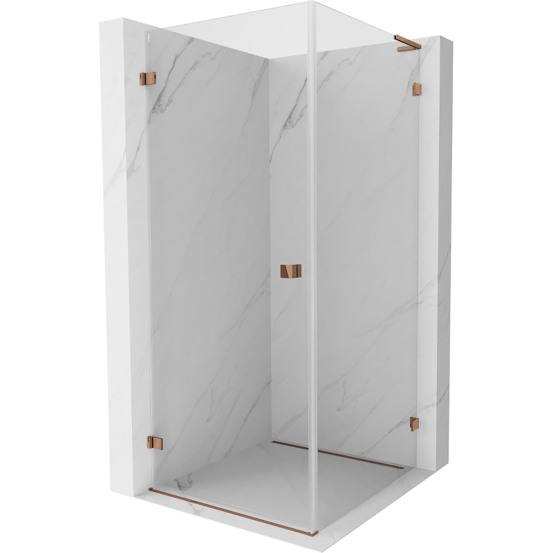 Mexen Lunar-B L shower enclosure hinged left 100 x 100 cm, transparent, rose gold - 832L-100-100-60-00-L