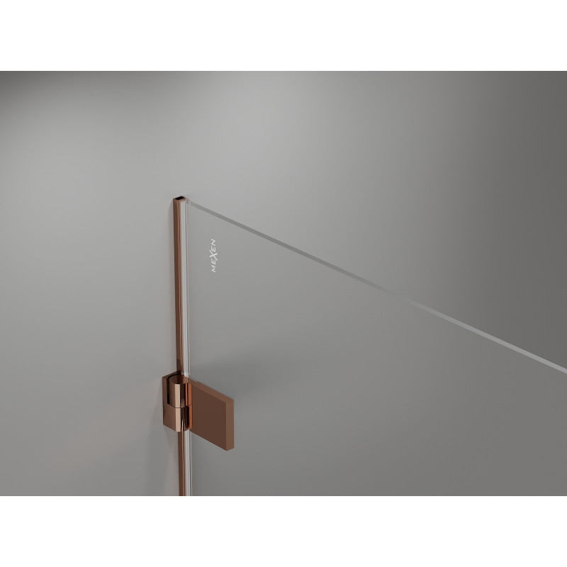 Mexen Lunar-B L shower enclosure hinged left 100 x 100 cm, transparent, rose gold - 832L-100-100-60-00-L