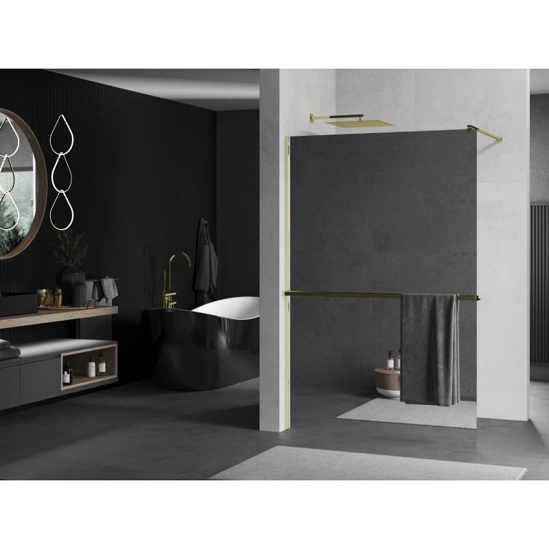 Mexen Kioto+ shower panel with Walk-in shelf 80 x 200 cm, mirror, gold - 800-080-121-50-50