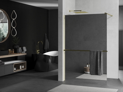 Mexen Kioto+ shower panel with Walk-in shelf 80 x 200 cm, mirror, gold - 800-080-121-50-50