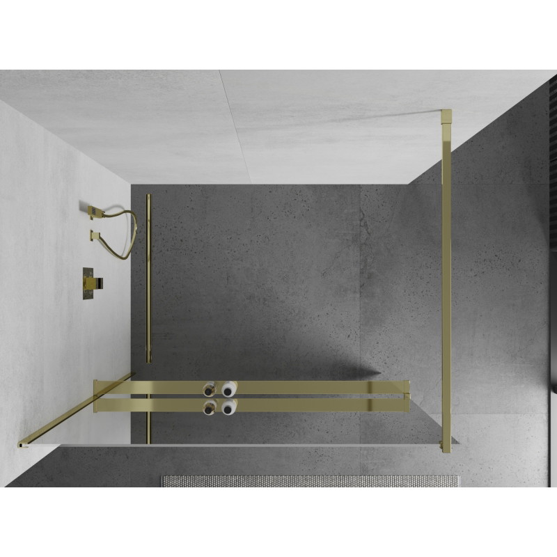 Mexen Kioto+ shower panel with Walk-in shelf 80 x 200 cm, mirror, gold - 800-080-121-50-50