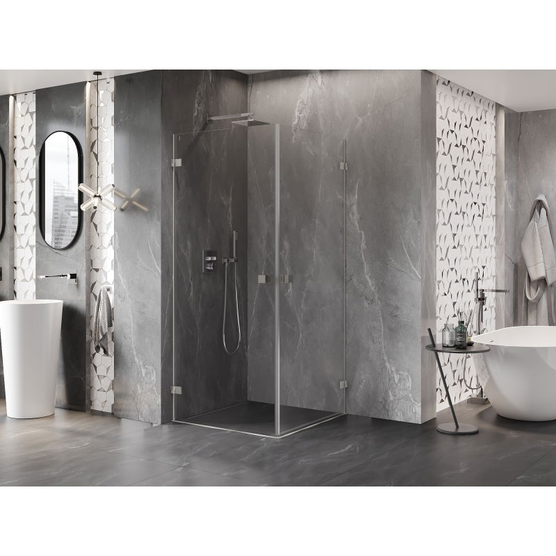 Mexen Lunar-B Duo hinged shower cabin 70 x 70 cm, transparent, brushed nickel - 832-070L-070P-97-00