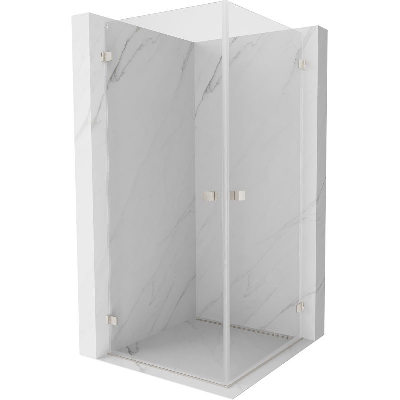 Mexen Lunar-B Duo hinged shower enclosure 75 x 75 cm, transparent, brushed nickel - 832-075L-075P-97-00