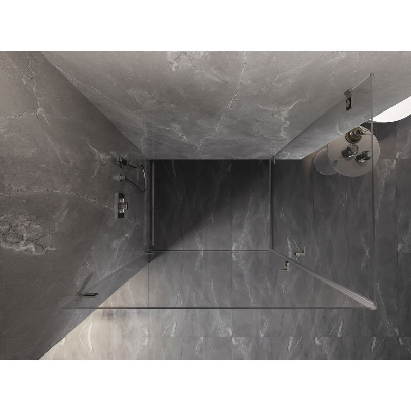 Mexen Lunar-B Duo hinged shower cabin 85 x 75 cm, transparent, brushed nickel - 832-085L-075P-97-00