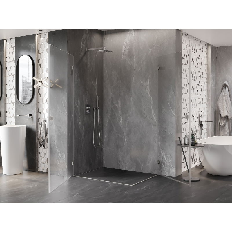 Mexen Lunar-B Duo Swing Shower Enclosure 95 x 80 cm, Transparent, Brushed Nickel - 832-095L-080P-97-00