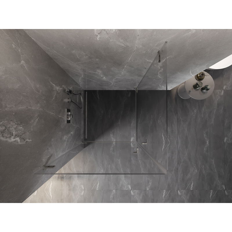 Mexen Lunar-B Duo swing shower cabin 95 x 95 cm, transparent, brushed nickel - 832-095L-095P-97-00