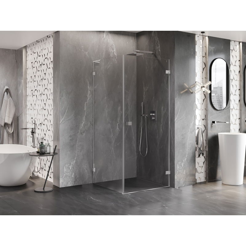 Mexen Lunar-B L Right-Hinged Shower Enclosure 100 x 100 cm, Transparent, Chrome - 832L-100-100-01-00-P