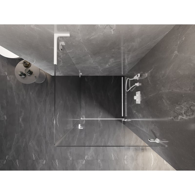 Mexen Lunar-B L Right-Hand Hinged 70 x 70 cm Shower Enclosure, Transparent, White - 832L-070-070-20-00-P