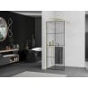 Mexen Kioto+ Walk-in shower screen with shelf 90 x 200 cm, black grid, gold - 800-090-121-50-77