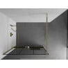 Mexen Kioto+ shower wall with Walk-in shelf 100 x 200 cm, black grid, gold - 800-100-121-50-77