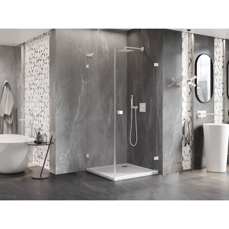 Mexen Lunar-B L right swinging shower cabin 80 x 80 cm, transparent, white - 832L-080-080-20-00-P
