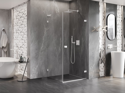 Mexen Lunar-B L right swinging shower cabin 80 x 80 cm, transparent, white - 832L-080-080-20-00-P