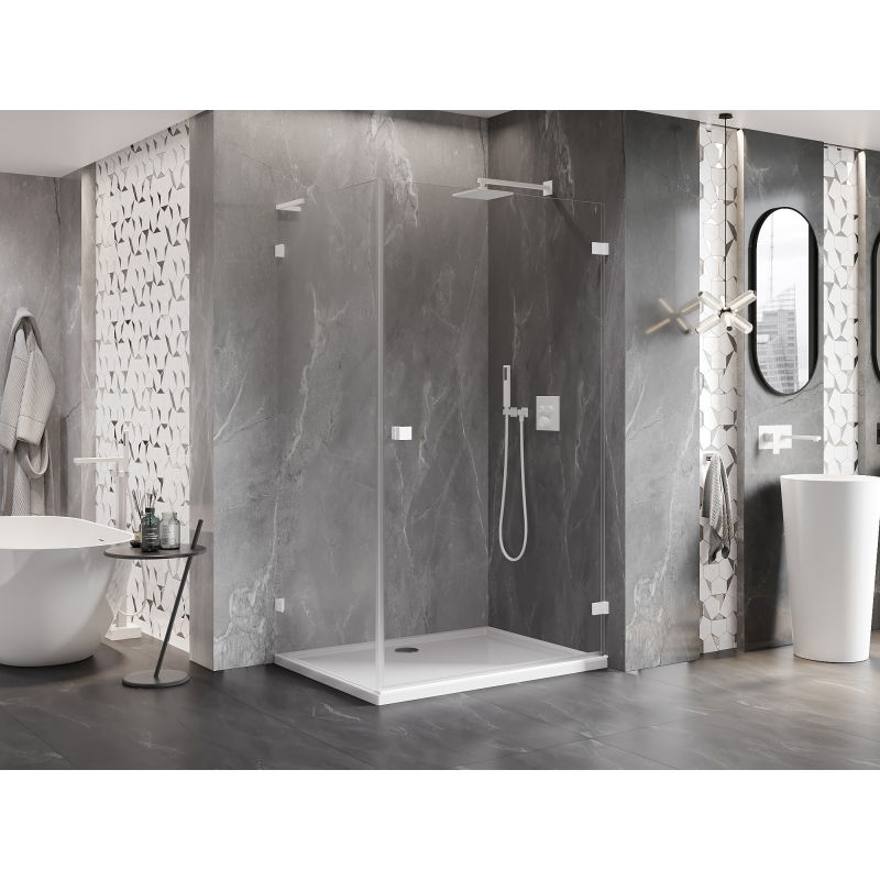 Mexen Lunar-B L right-hinged shower cabin 100 x 90 cm, transparent, white - 832L-100-090-20-00-P
